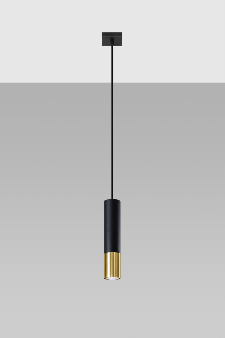 Pendant light 1-flame made of steel -1 Round Black-Gold 8cm x 100cm IP20 GU10 230V