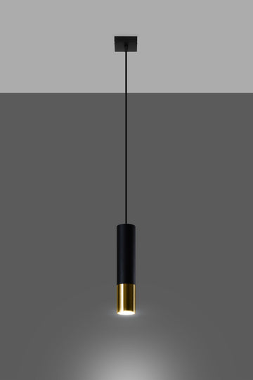 Pendant light 1-flame made of steel -1 Round Black-Gold 8cm x 100cm IP20 GU10 230V