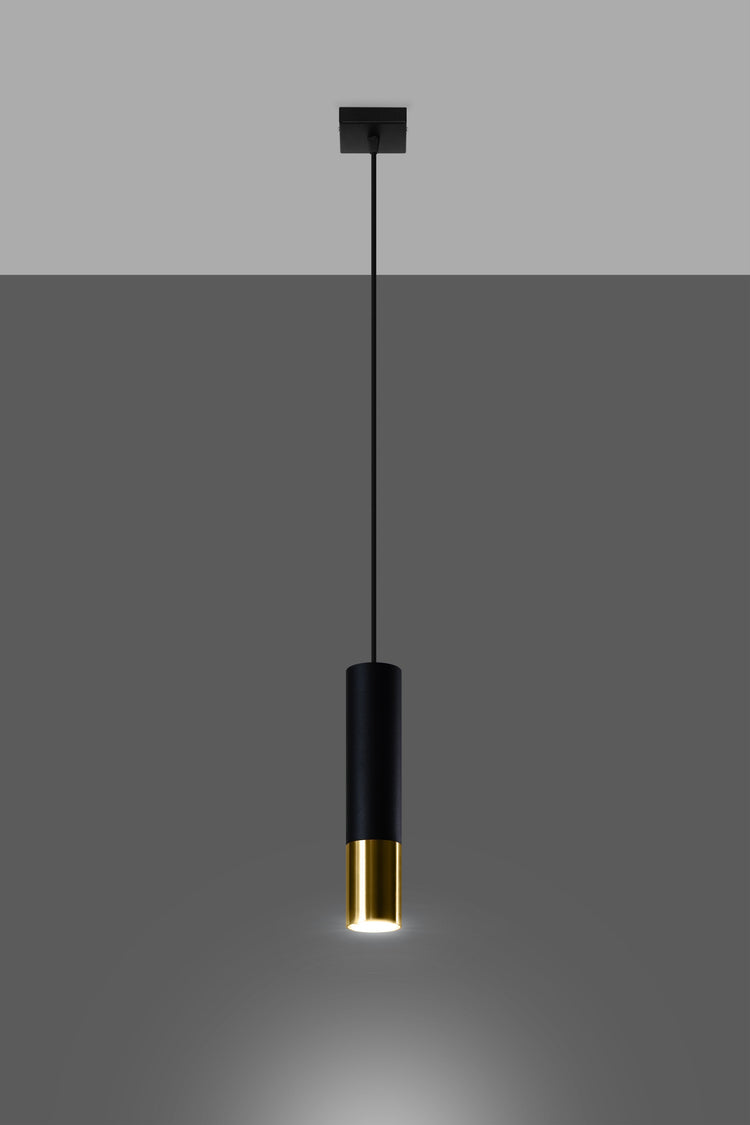 Pendant light 1-flame made of steel -1 Round Black-Gold 8cm x 100cm IP20 GU10 230V