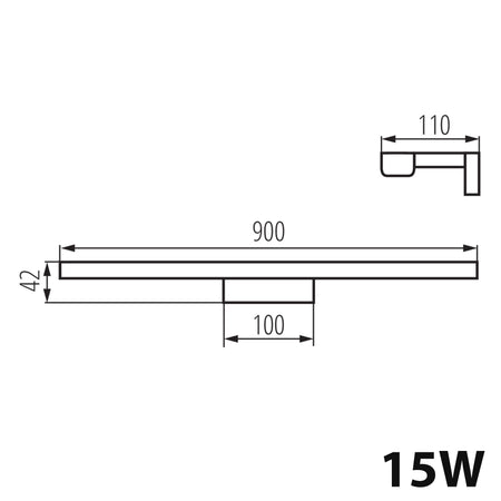 LED Spiegelwandleuchte ASTEN IP44 aus Aluminium Schwarz Neutralweiß 8W 12W 15W IP44 230V