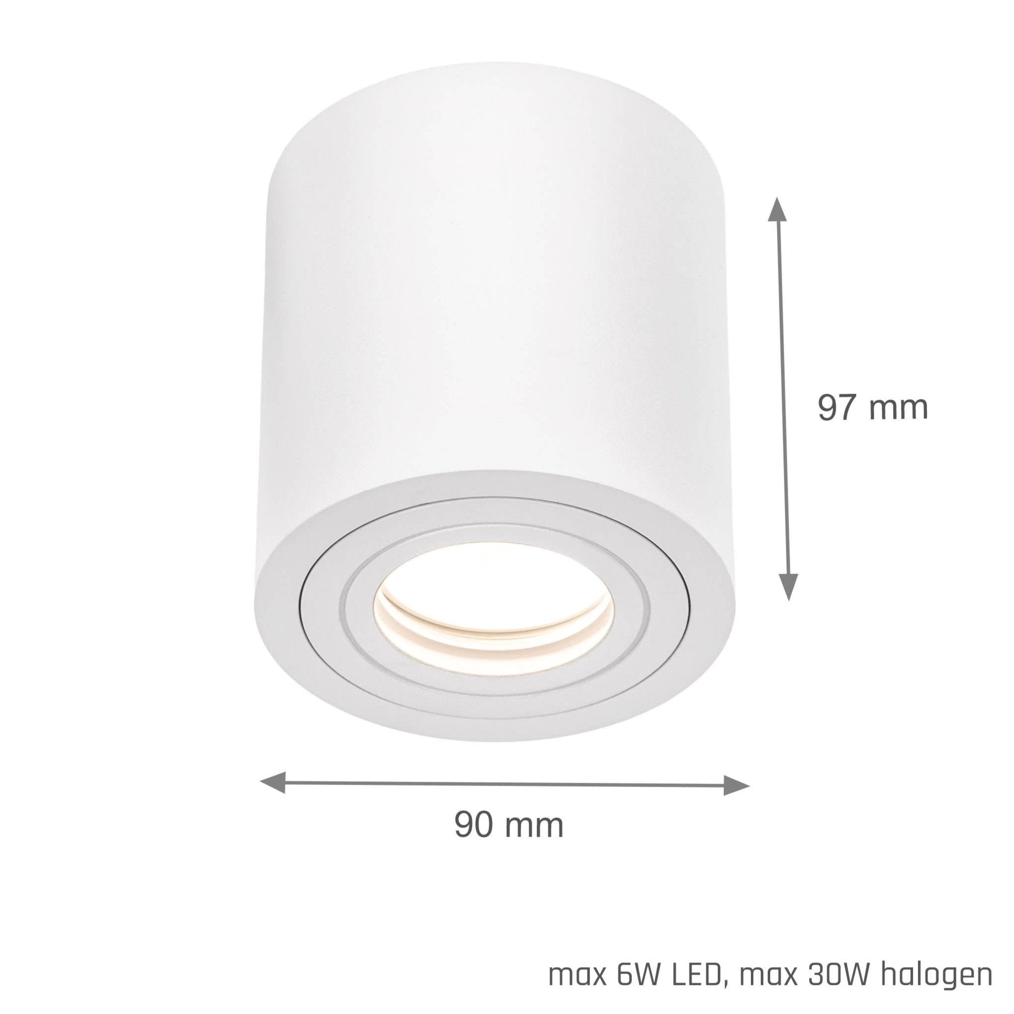 Aufbaustrahler für Außen- und Innenbereich | Rund | IP65 | Schwarz o. Weiß | GU10 | 230V