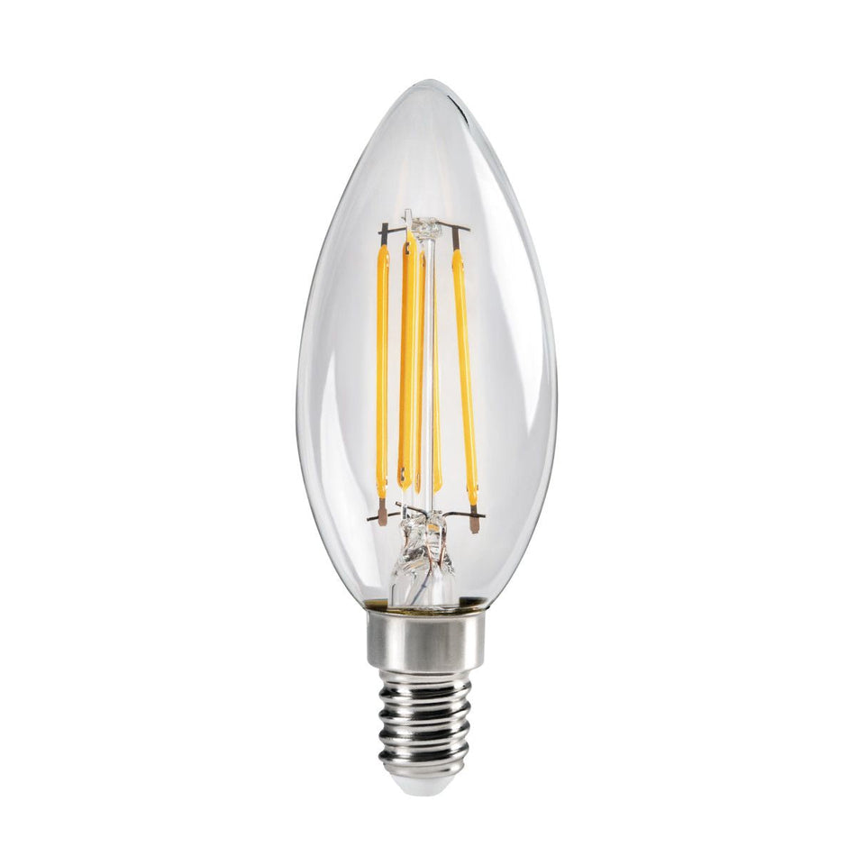 Ampoule LED transparente forme bougie blanc chaud ou blanc neutre 4,5W E14 230V (F)