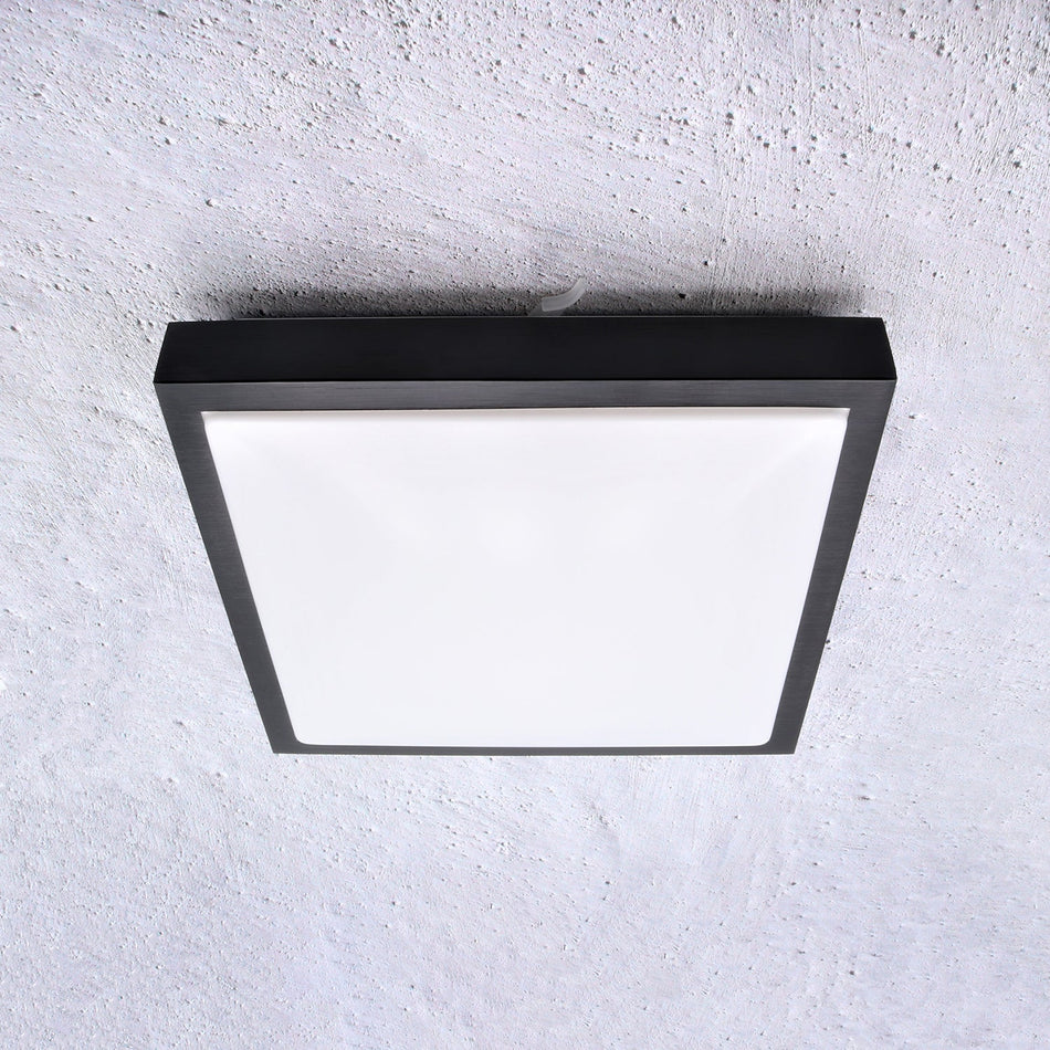 Deckenleuchte Quadratisch Savony 30 x 30cm Silber oder Schwarz gebürstet max. 2x 30W E27 IP20 230V