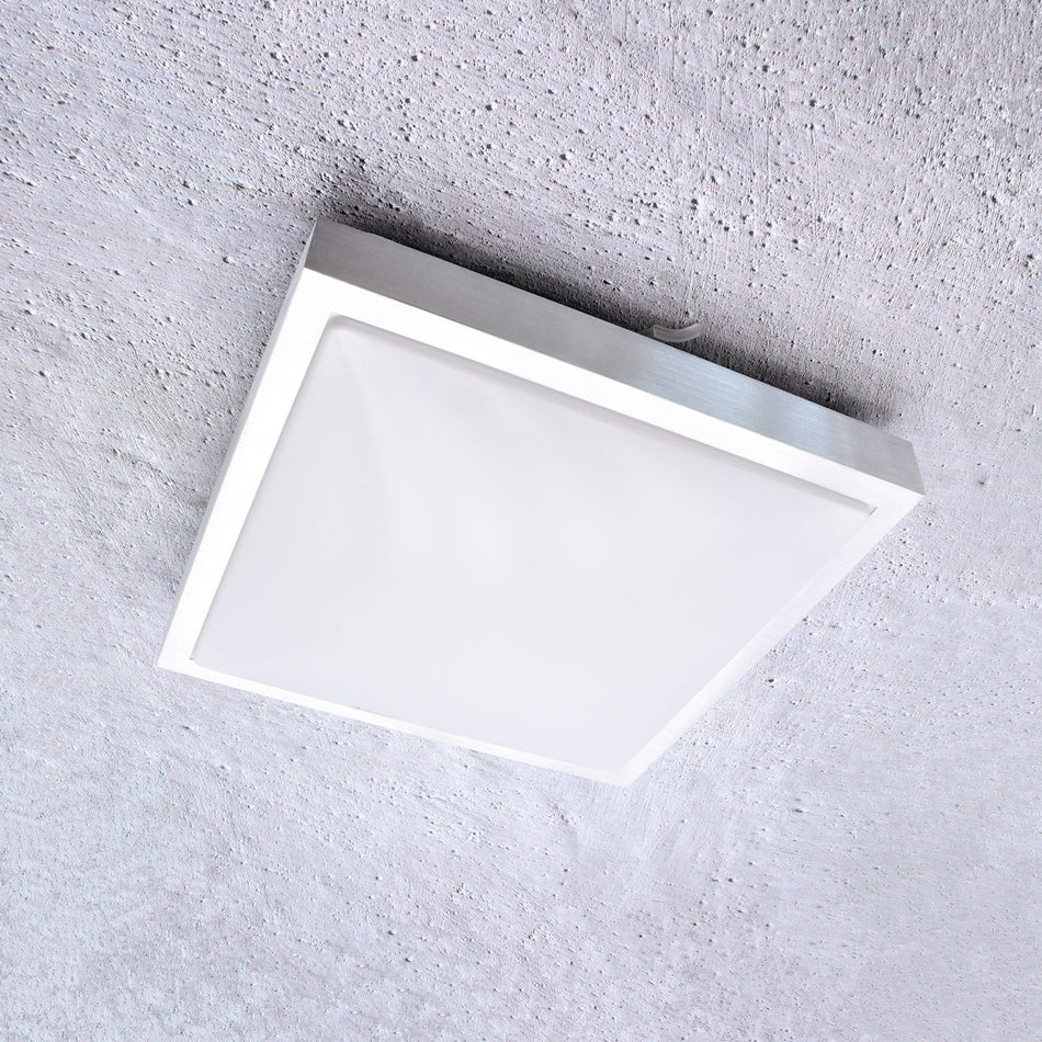 Deckenleuchte Quadratisch Savony 30 x 30cm Silber oder Schwarz gebürstet max. 2x 30W E27 IP20 230V