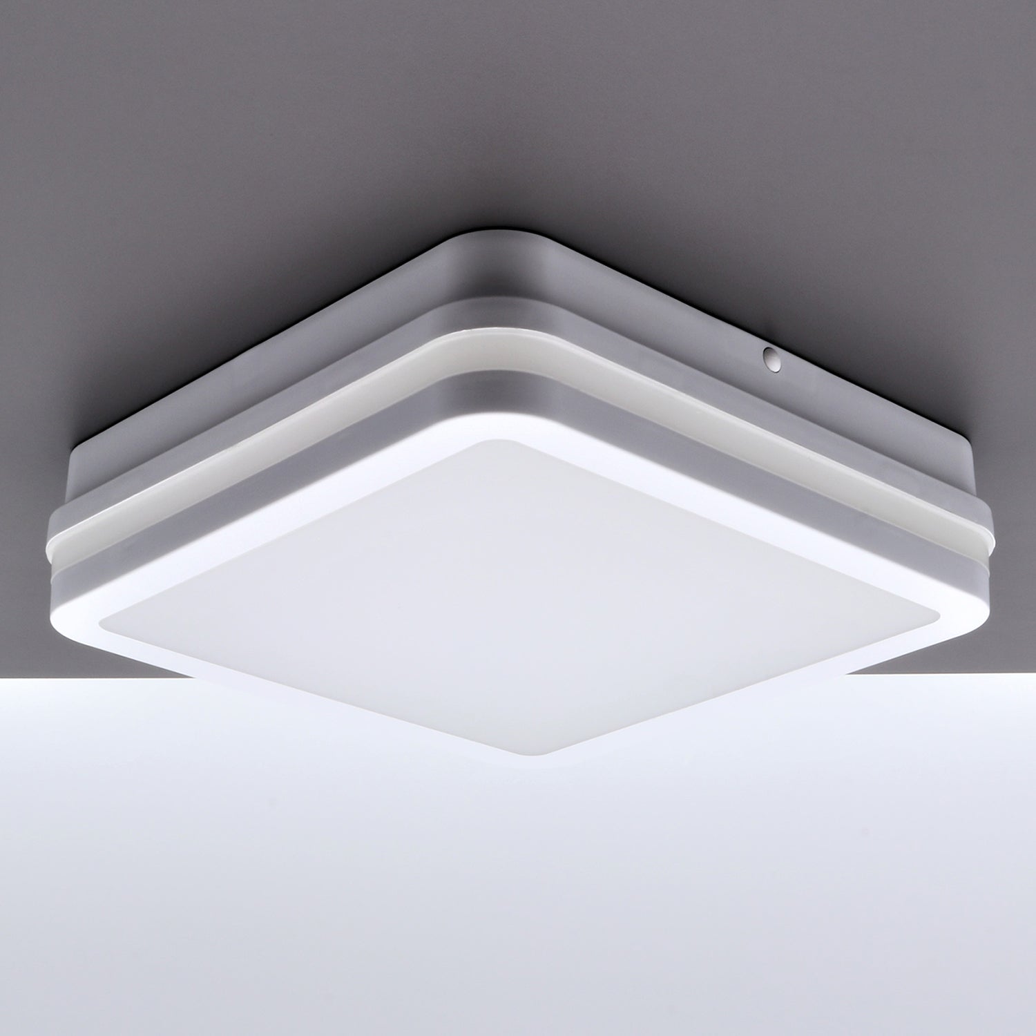 Applique et plafonnier LED carré blanc 18W blanc neutre IP54 230V