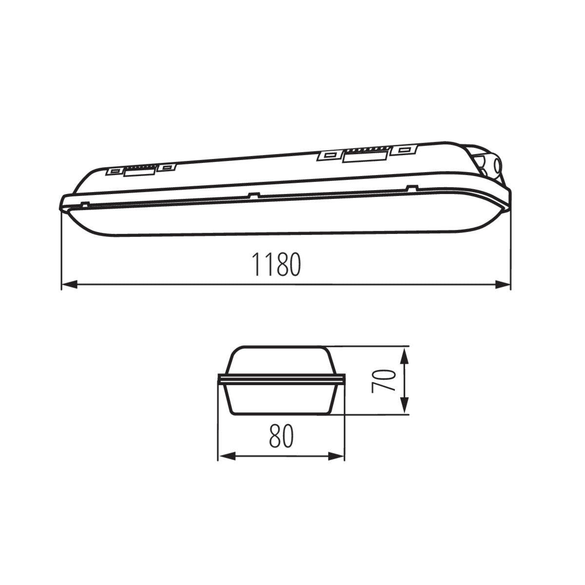 LED pièce humide gris clair, 40W IP65 230V