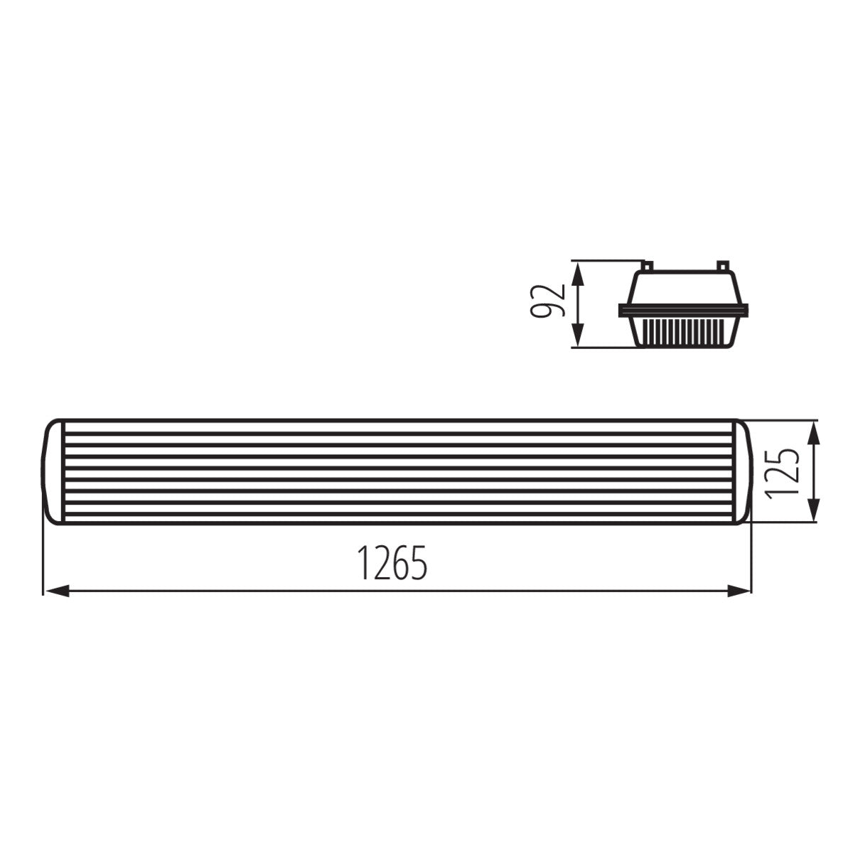 LED pièce humide gris clair 126,5cm, 2xG13 IP65 230V