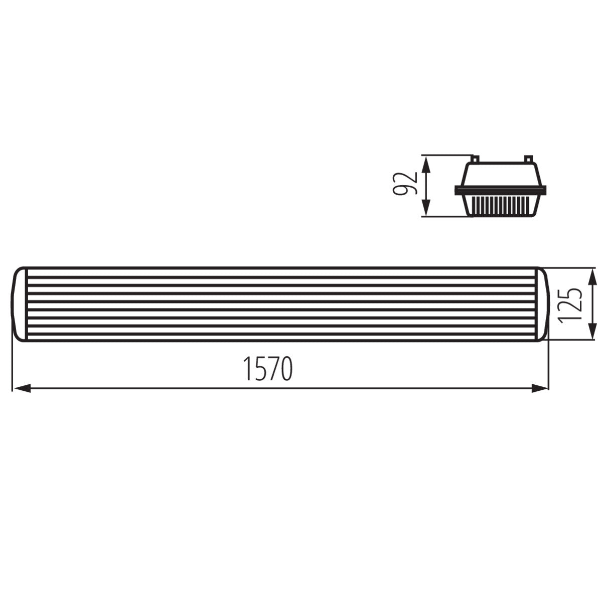 LED pièce humide gris clair 157cm, 2xG13 IP65 230V