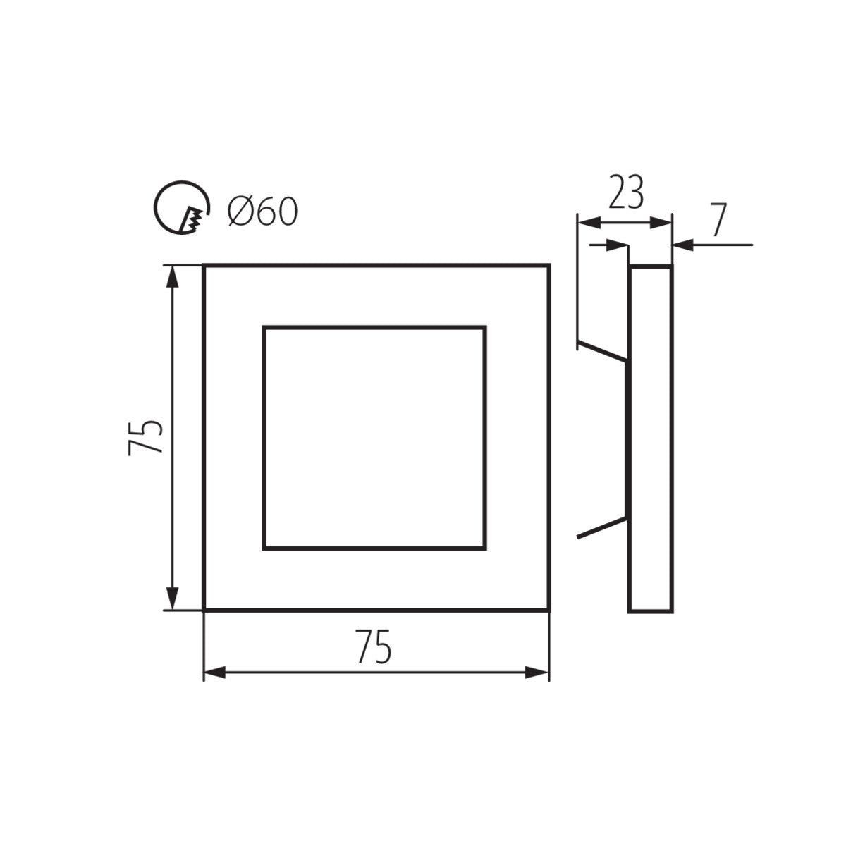 LED stair light | Brushed stainless steel | Square | 0.8W | Warm white 3000k | IP20 | 12V DC