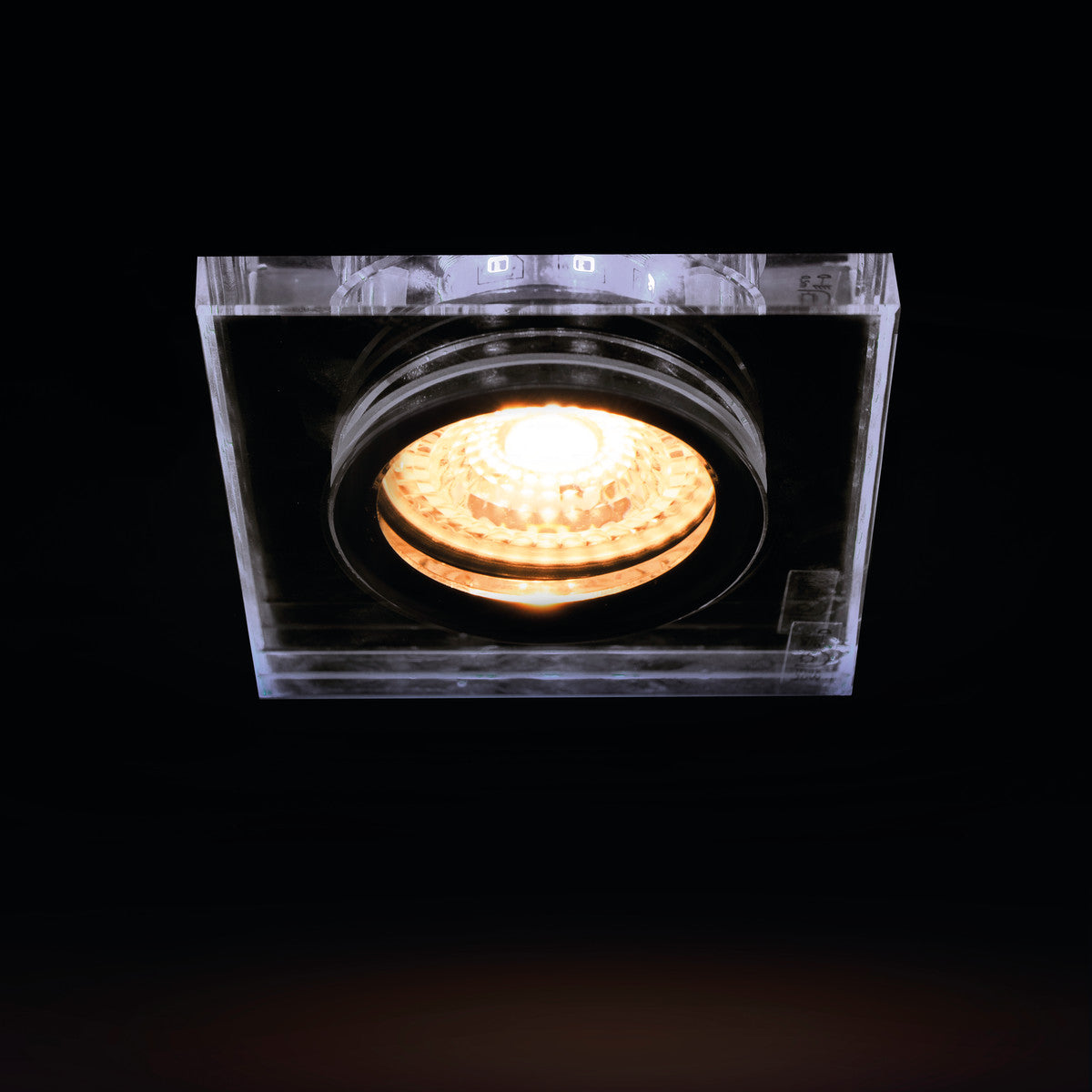 Recessed spotlight made of glass, square with edge lighting 90mm x 90mm IP20 3.6W GU10 230V