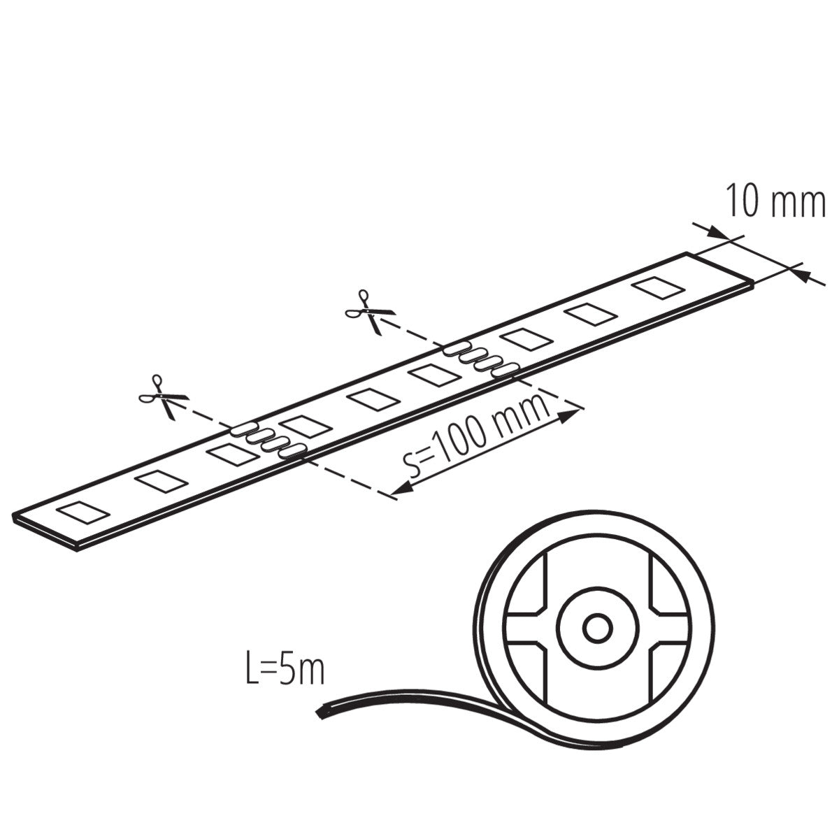 LED-Strip RGB, 5 Meter Lichtband, selbstklebend, 1m=7,2W / IP65 / 12V