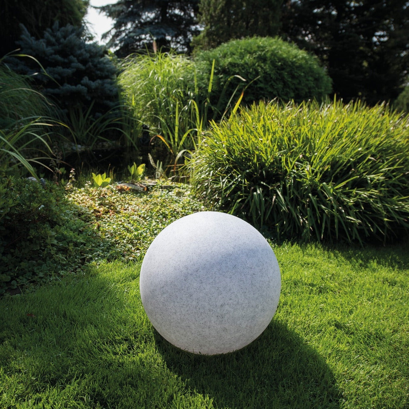 Ball light with ground spike Ø23cm-58.5cm natural stone look | max. 15W IP65 E27 230V | Garden lighting