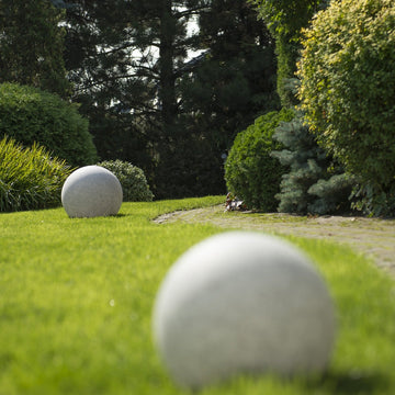 Kugelleuchte mit Erdspieß Ø20cm-58.5cm Naturstein-Optik | max. 15W IP65 E27 230V | Gartenbeleuchtung