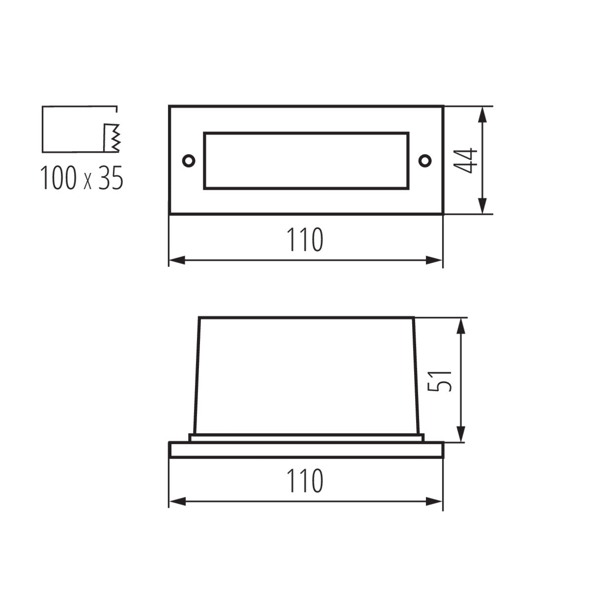 LED Wandeinbauleuchte, Außenleuchte, Edelstahl, rechteckig, warmweiß / neutralweiß, 0.6W / IP54 / 230V