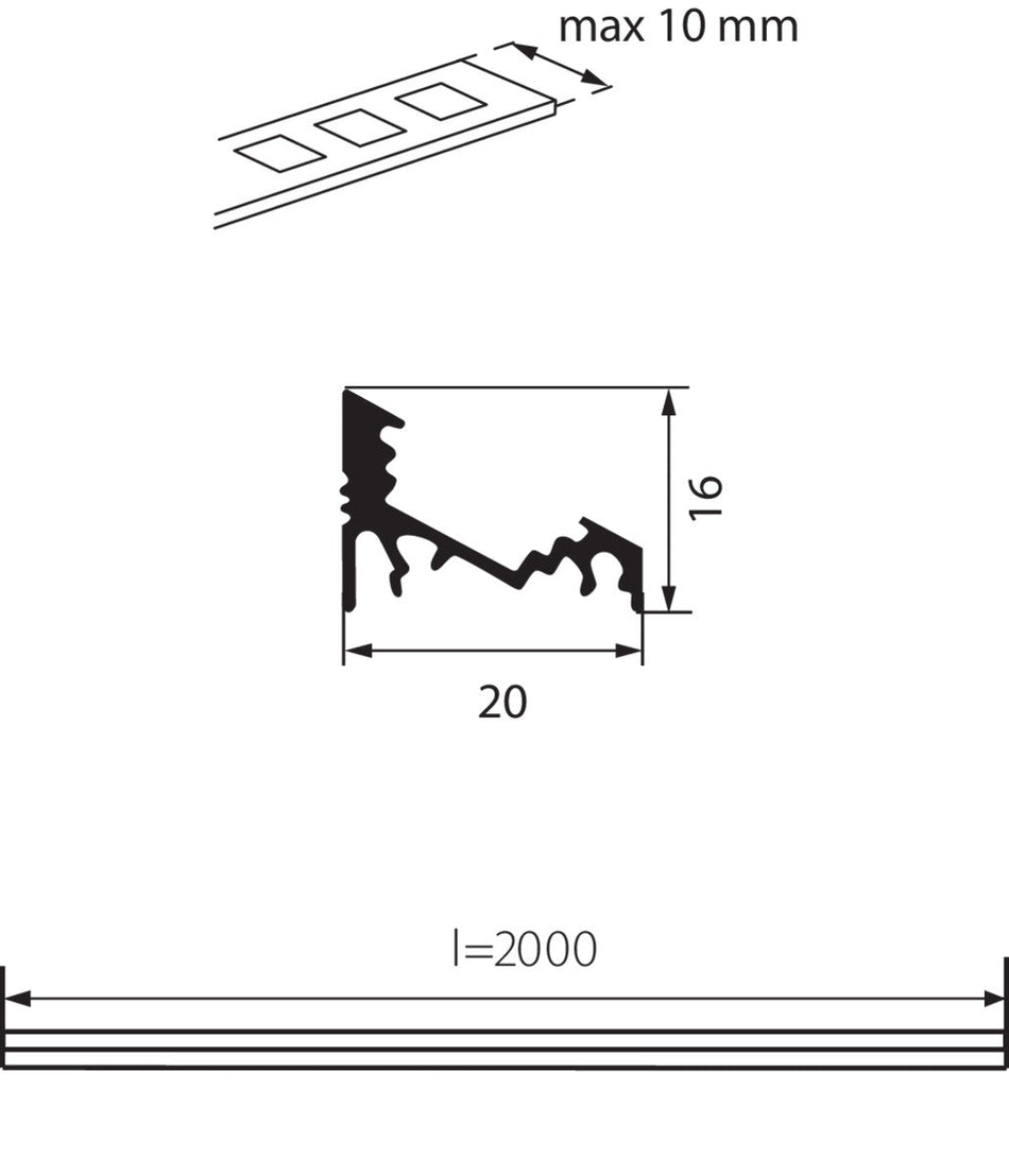 Aluminiumprofil PROFILO C 2m (10P)