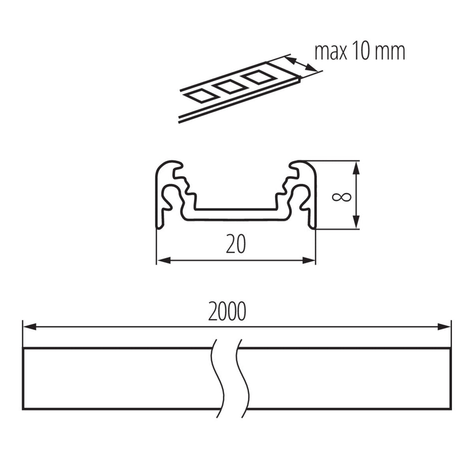 Aluminiumprofil PROFILO D 2m (10P)