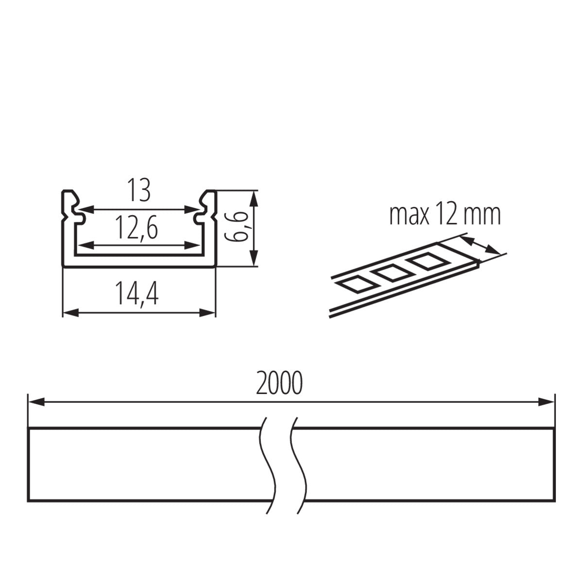 Aluminiumprofil PROFILO J 2m (10P)