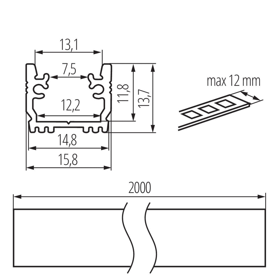Aluminiumprofil PROFILO G 2m (5P)