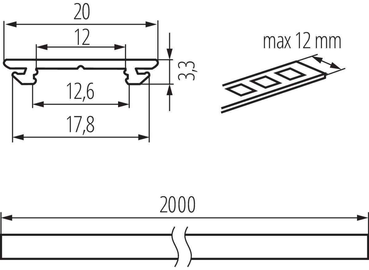 Aluminiumprofil PROFILO H 2m (5P)