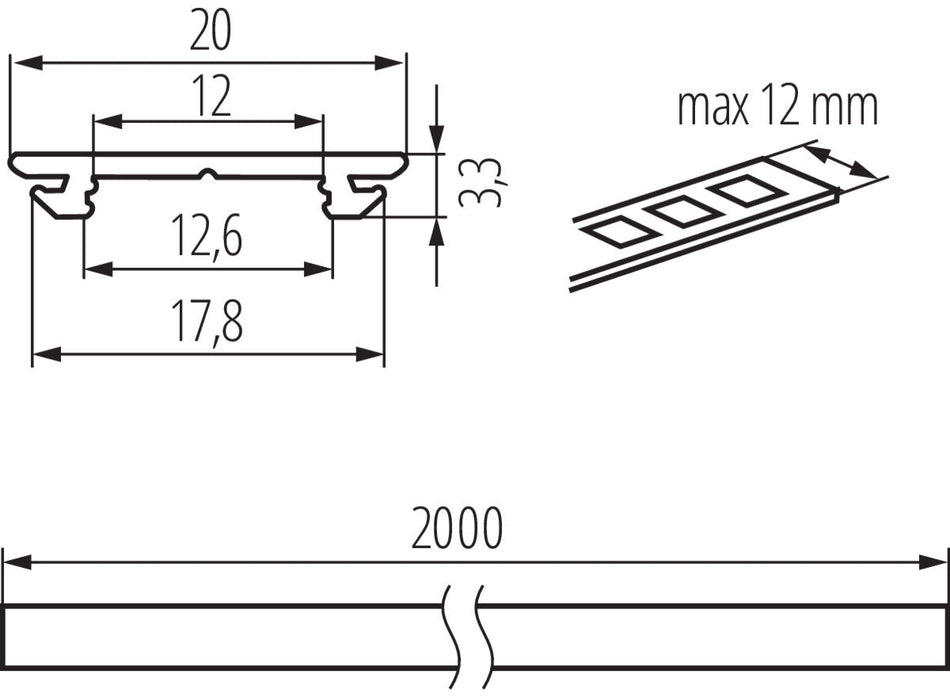 Aluminiumprofil PROFILO H (5er Pack) x 2m