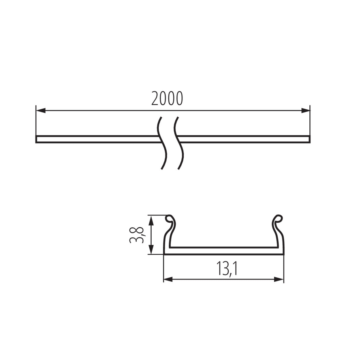 Aluminiumprofil/Diffusor SHADE-U H-FR 2M (5P)