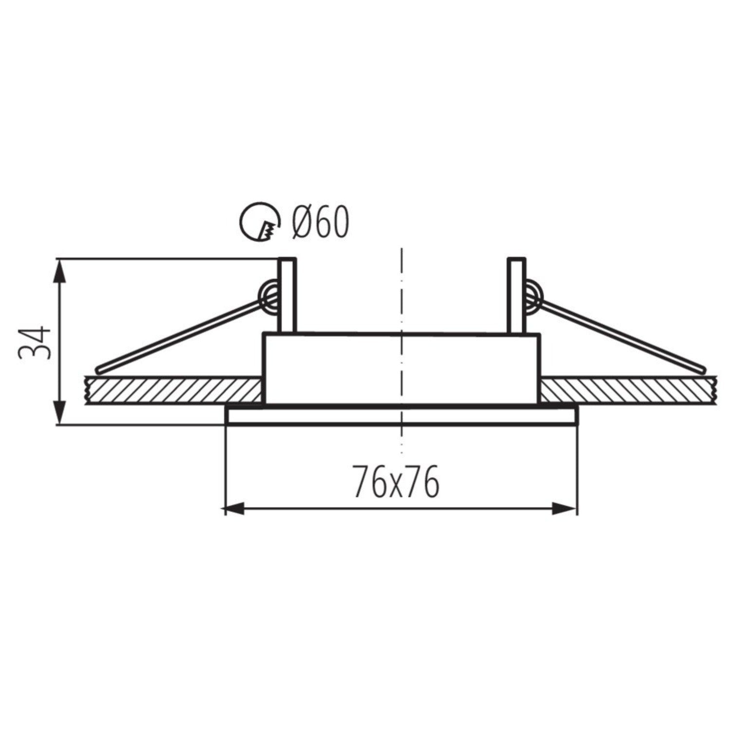 Spot encastrable en acier carré 76mm x 76mm IP20 GU10 230V