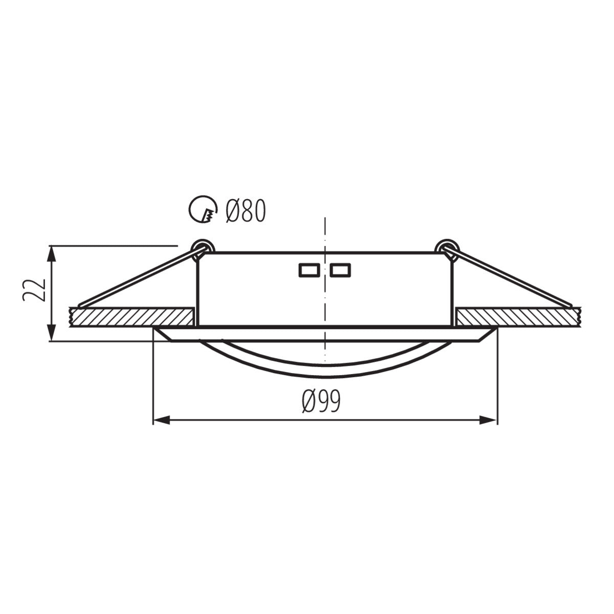 Recessed steel spotlight round Ø99 IP20 GU10 230V 