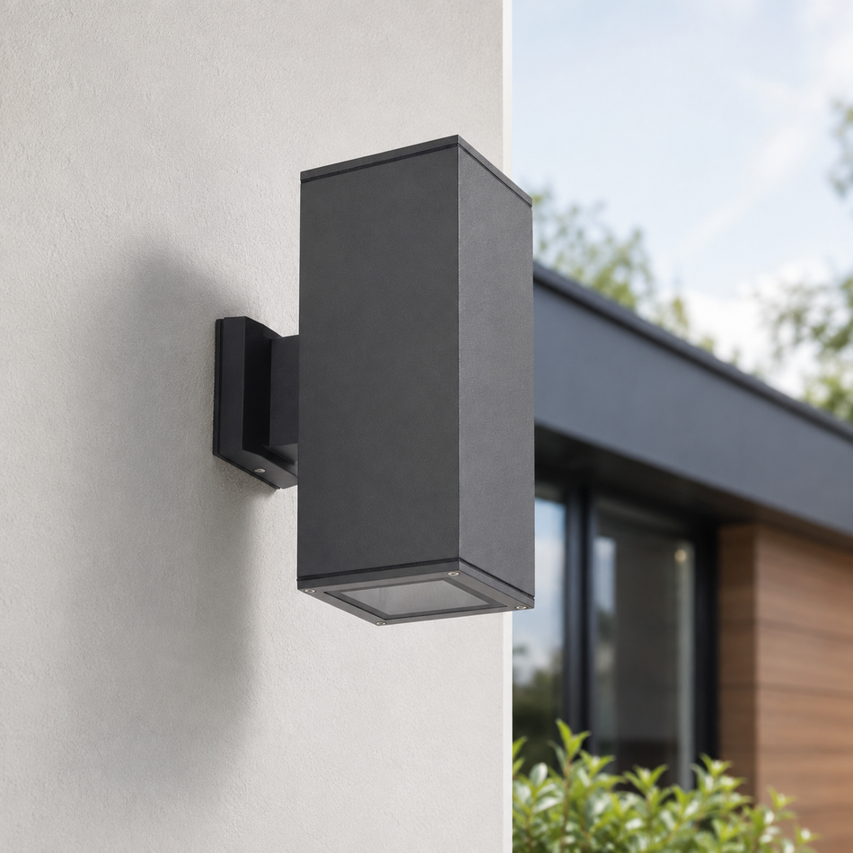 Applique d'extérieur Up&amp;Down, anthracite, carrée, 2x 60W / IP54 / 2x E27 / 230V