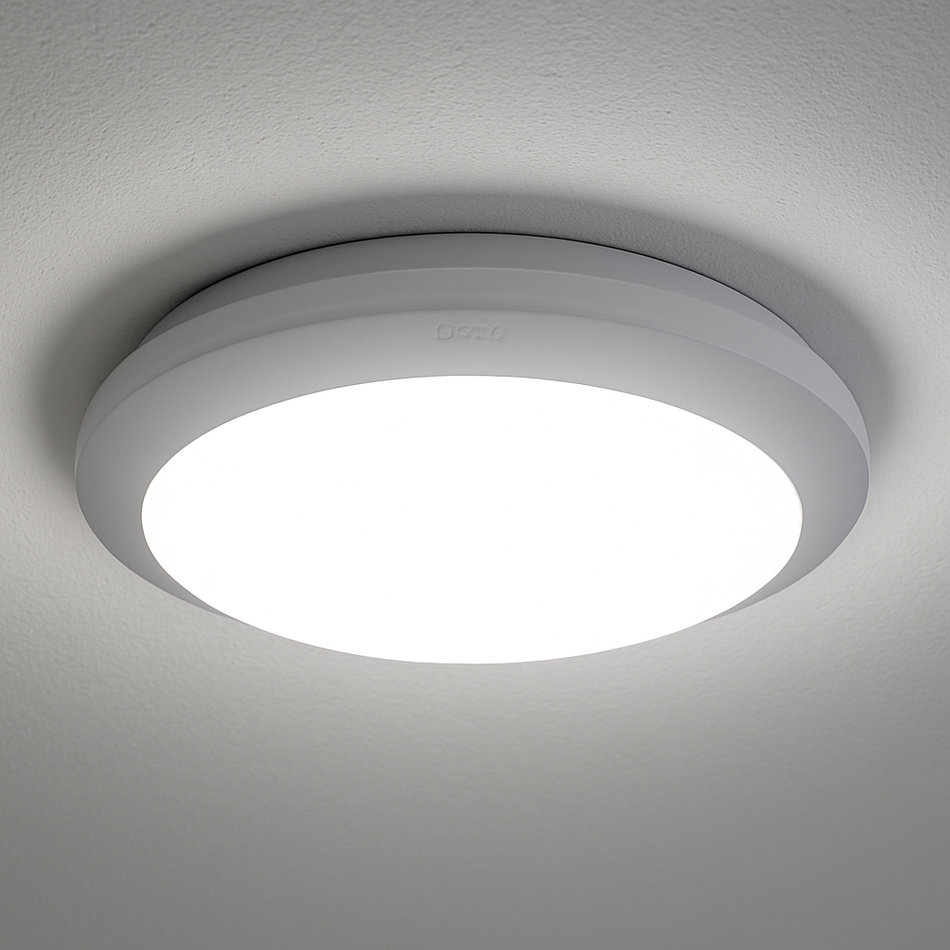 Plafonnier 16W avec détecteurs de mouvement et crépusculaire rond blanc IP66 230V 