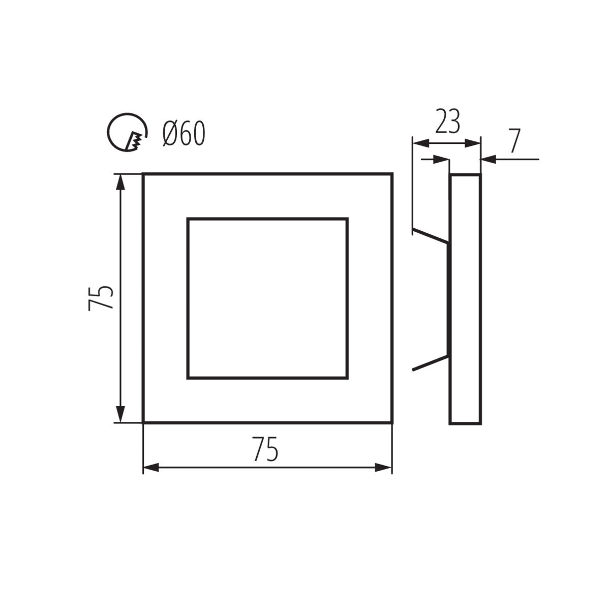 LED stair recessed light | white | square | neutral white | 0.8W | IP20 | 12V DC