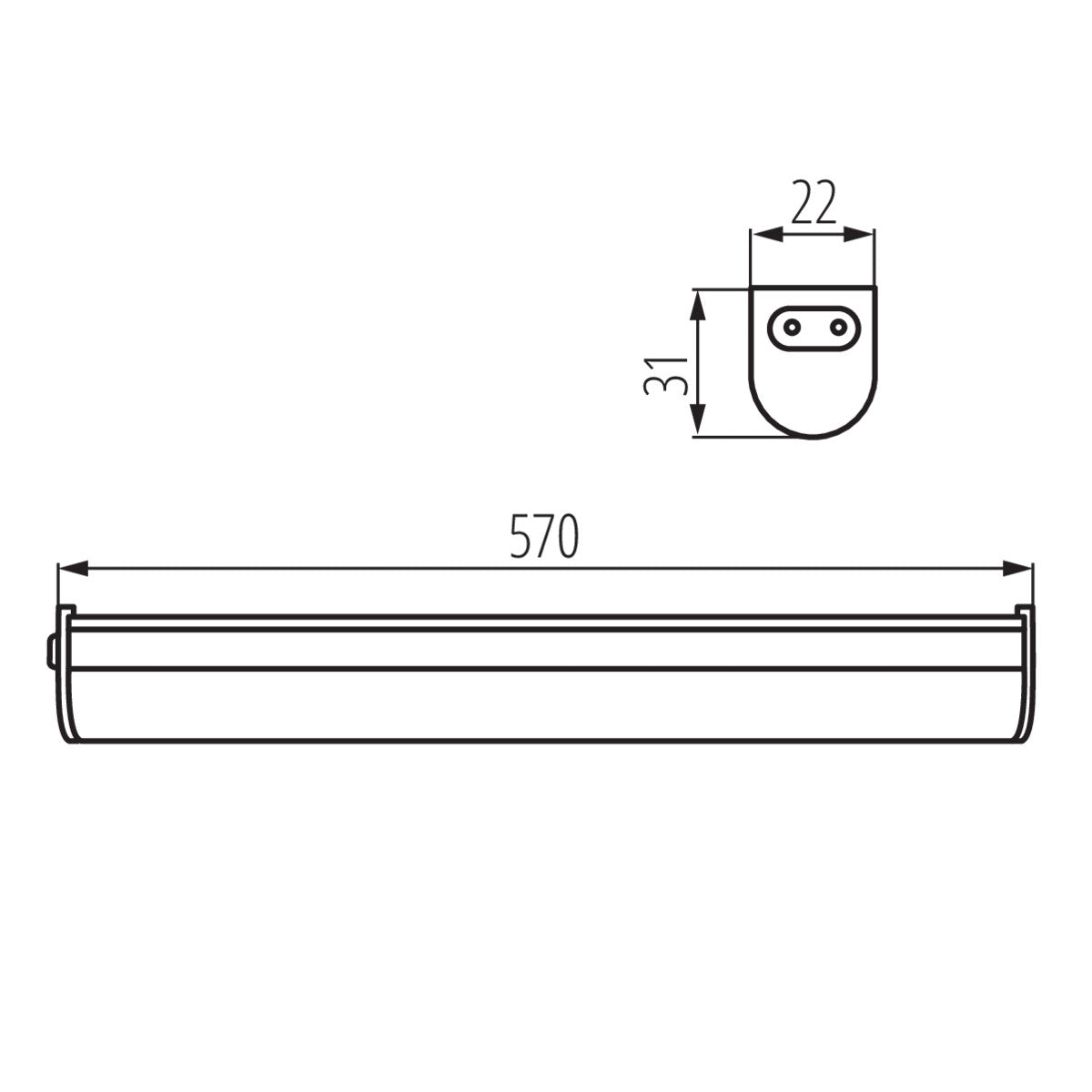 LED Unterbauleuchte, Lichtleiste inkl. Anschlußkabel und Eurostecker, weiß, 4W / 7W  / IP20 / 230V