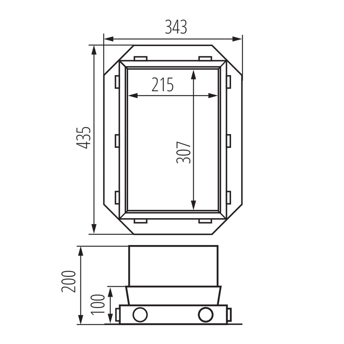 Bodensteckdosen-Einputzkassette für Estrich BIURO 343mm x 435mm