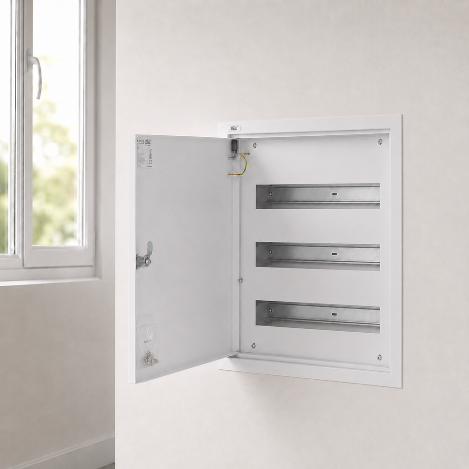 Distribution box metal white, 3x18P IP30 230/400V