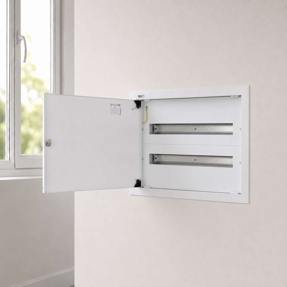 Distribution box, metal, white, 2x 24P / IP30 / 230-400V