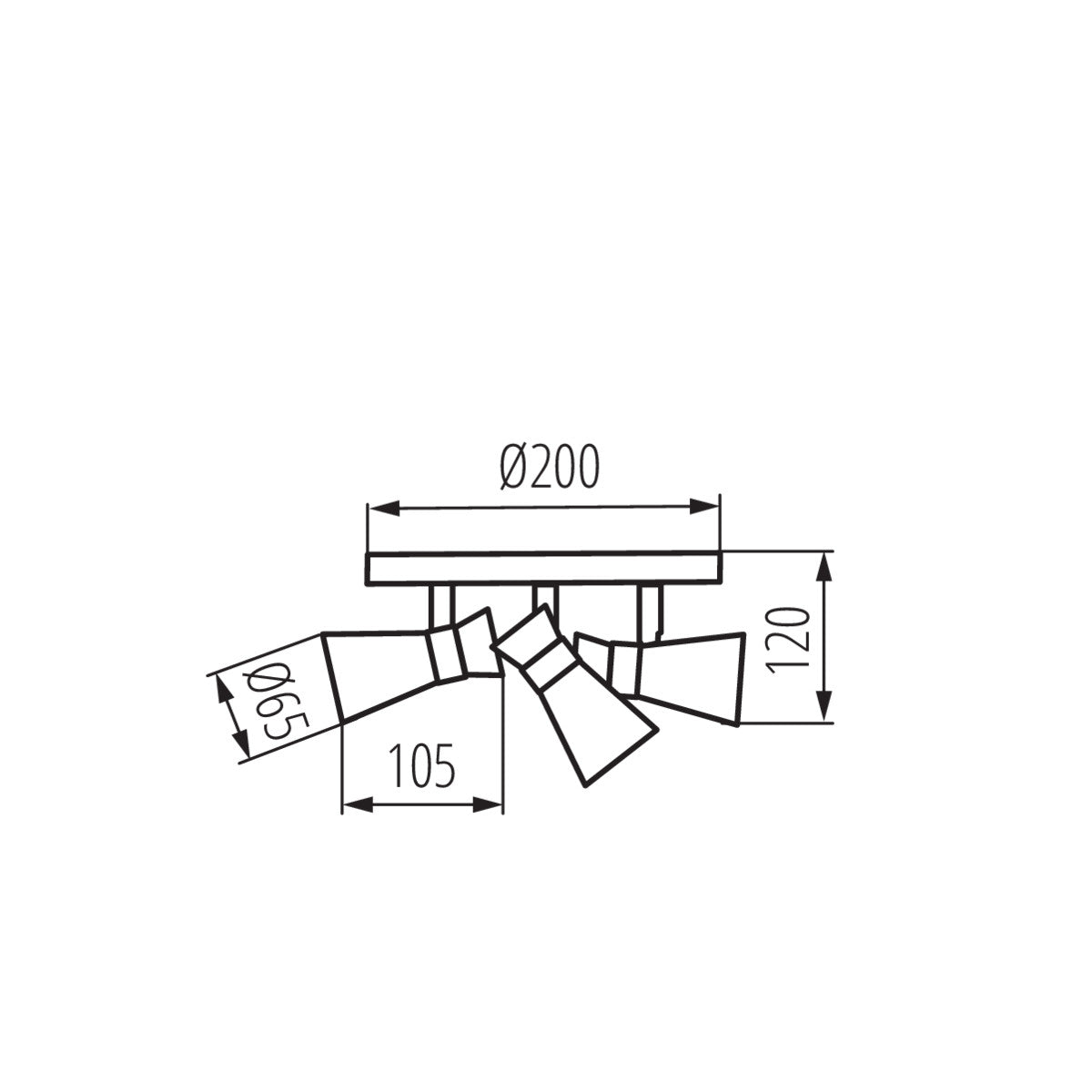 3-bulb ceiling lights, horizontally and vertically adjustable, IP20 230V GU10 