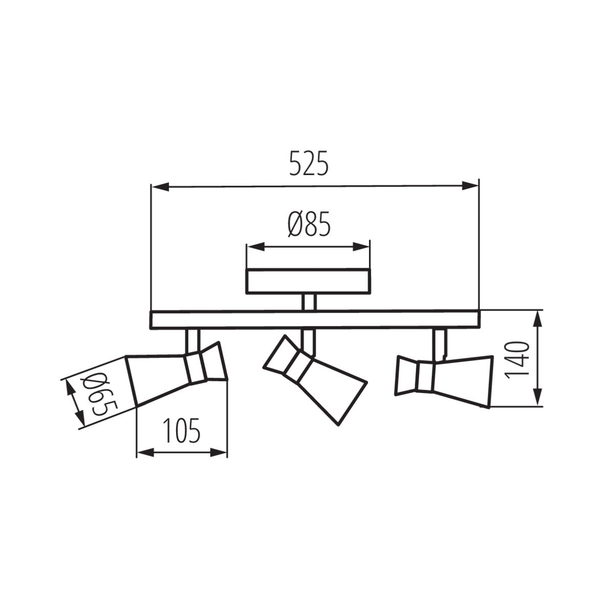 Deckenleuchten 3-Flammig, horizontal und vertikal einstellbar, IP20 230V GU10