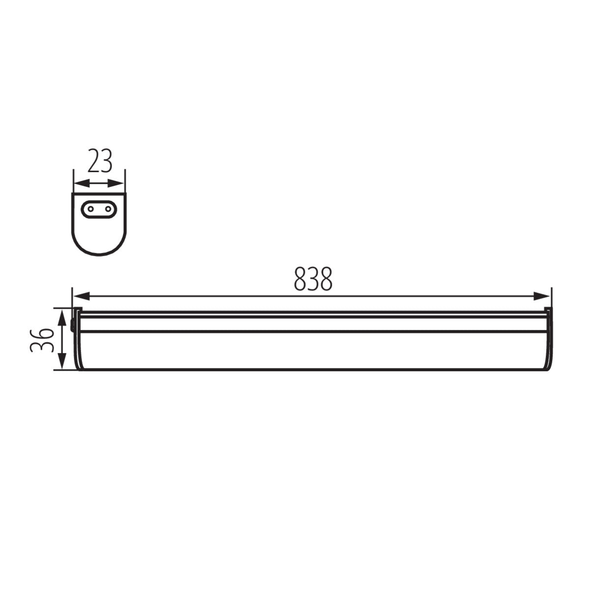 Luminaire LED pour meuble sous meuble avec câble de raccordement et fiche Euro, blanc, 15W blanc neutre / IP20 / 230V