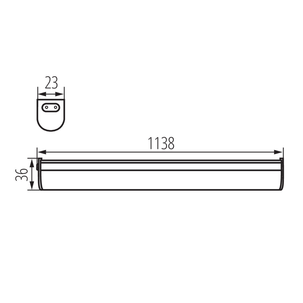 LED under-cabinet furniture light including connection cable and Euro plug, white, 20W neutral white / IP20 / 230V 