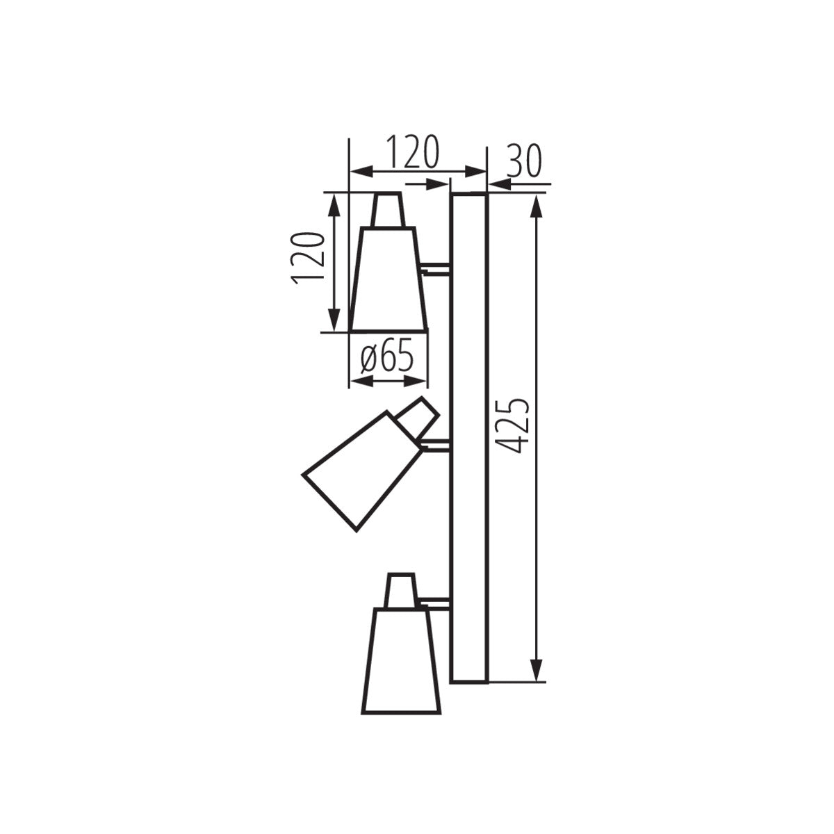 Ceiling lights 3-bulb horizontally and vertically adjustable black or white GU10 IP20 230V 