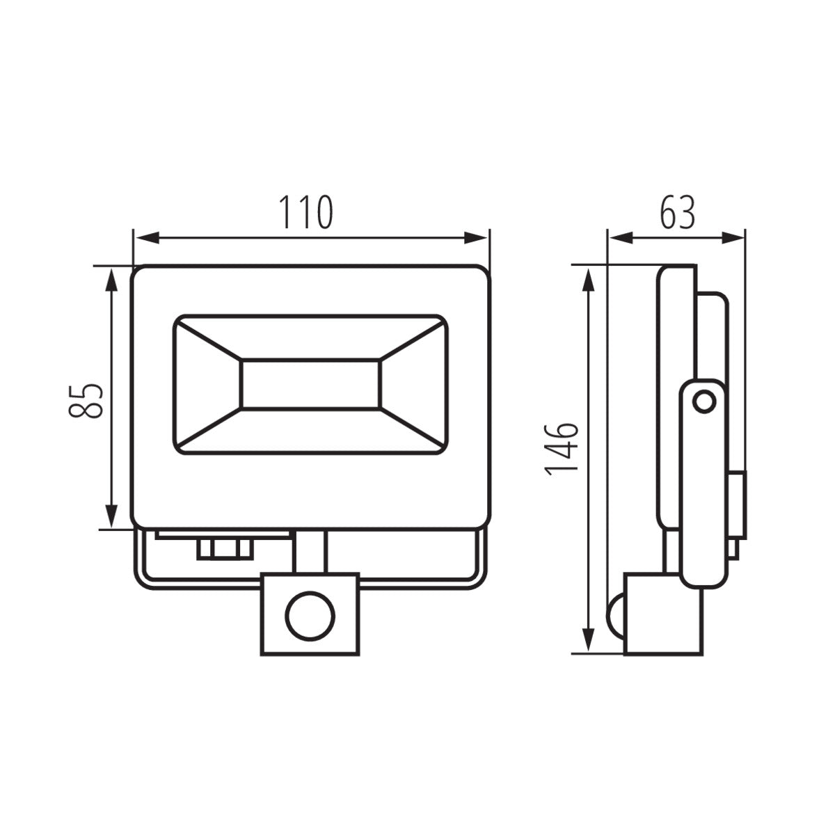 LED outdoor spotlight black, 10W IP65/IP44 230V 