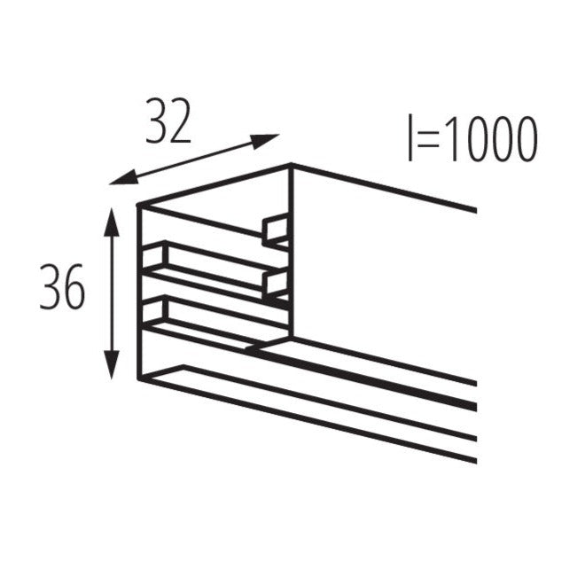 3-Phasen-Stromschiene TEAR N Schwarz und Weiß 1m