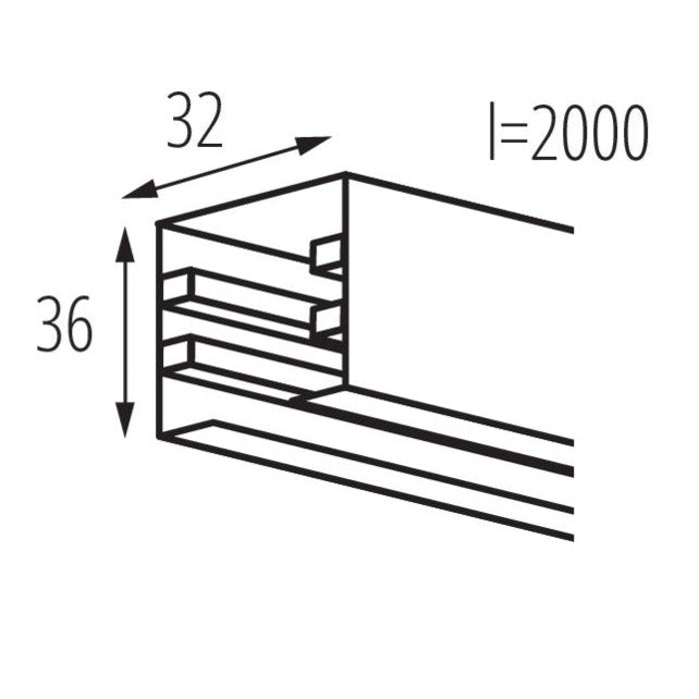 3-Phasen-Stromschiene TEAR N Schwarz und Weiß 2m