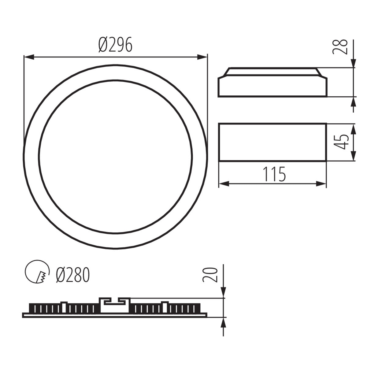 Downlight ROUNDA V2LED White, 24W IP20/IP44 230V