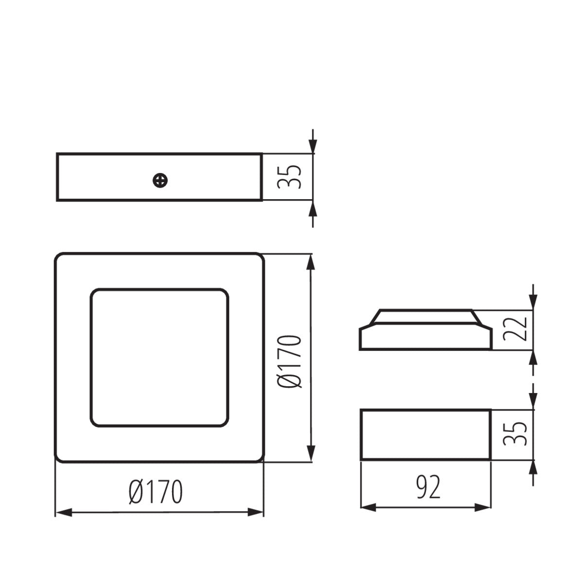 Deckenleuchte KANTI V2LED Schwarz Warmweiß 12W IP20 230V