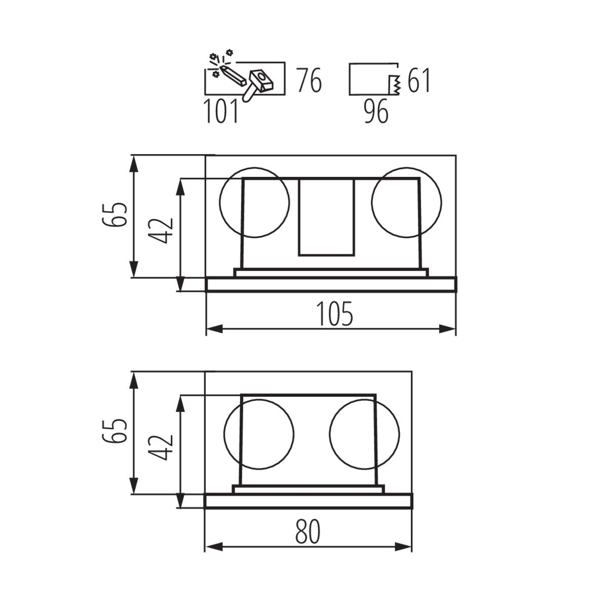 Applique d'extérieur GLASI LED noir blanc chaud 3W IP44 230V