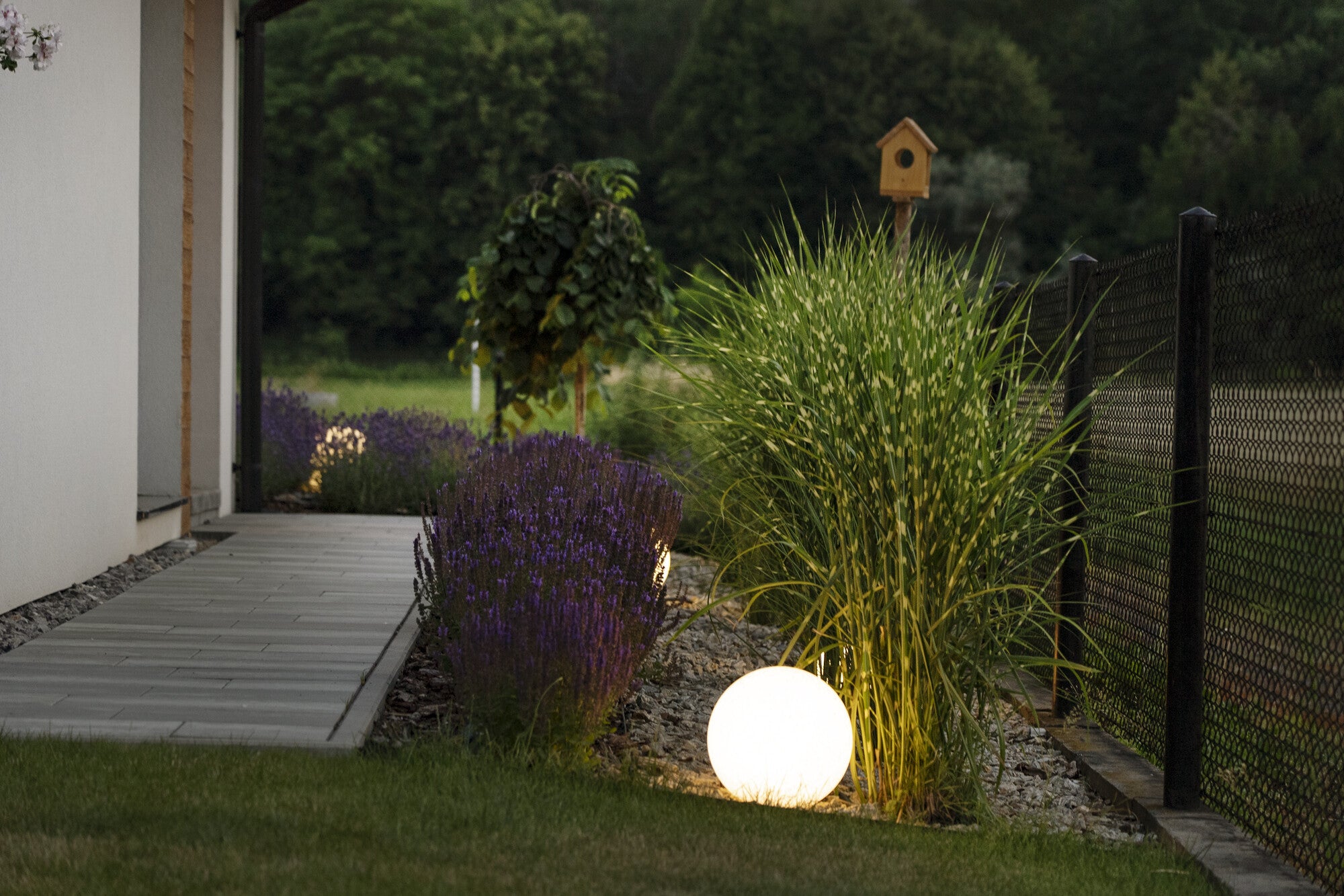 Ball light with ground spike Ø23cm-58.5cm natural stone look | max. 15W IP65 E27 230V | Garden lighting