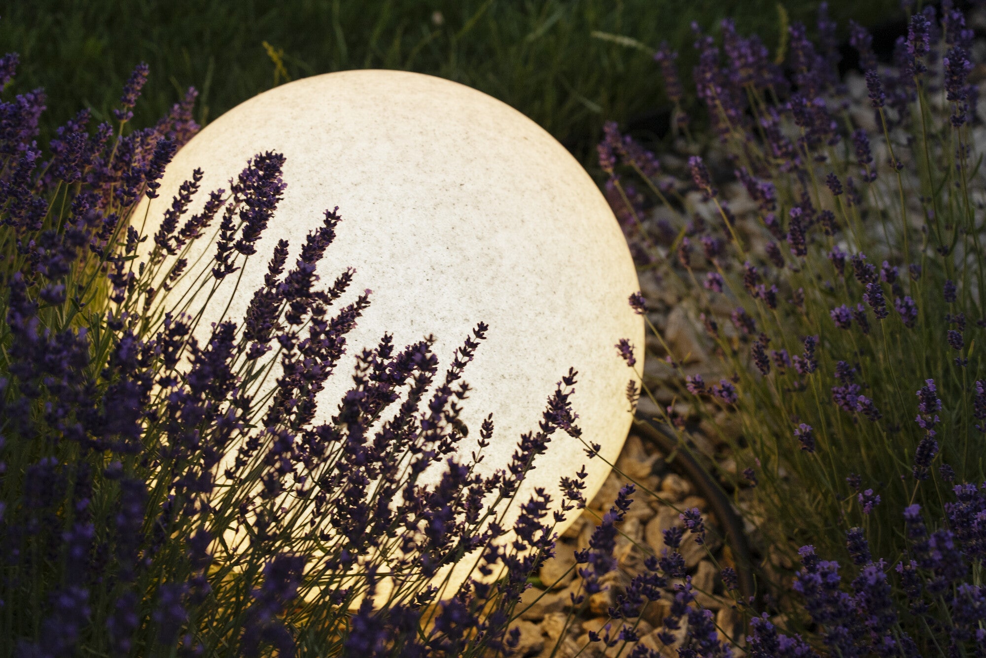 Ball light with ground spike Ø23cm-58.5cm natural stone look | max. 15W IP65 E27 230V | Garden lighting