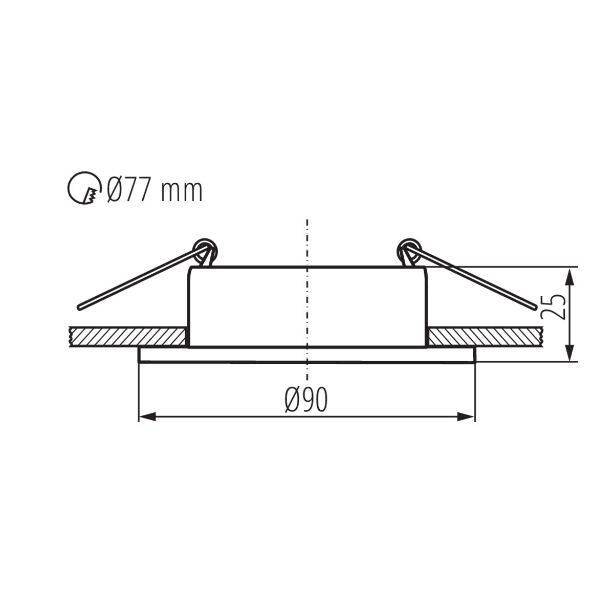 Einbaustrahler aus Alu FELINE DSO B/B Schwarz Rund mit leuchtendem Ring GU10 230V