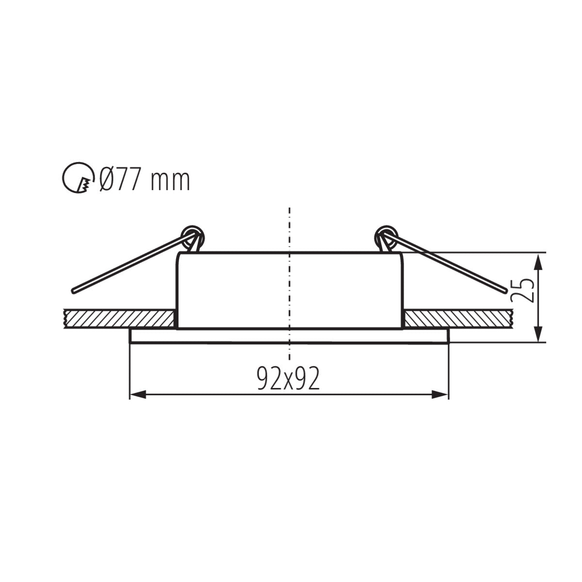 Einbaustrahler aus Alu FELINE DSL W/B Schwarz + Weiß Eckig mit leuchtendem Ring GU10 230V