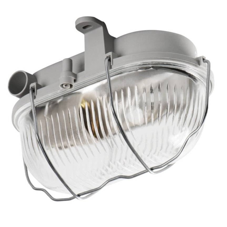 Luminaire de sous-sol avec grille de protection en métal, IP54 / E27 / 230V